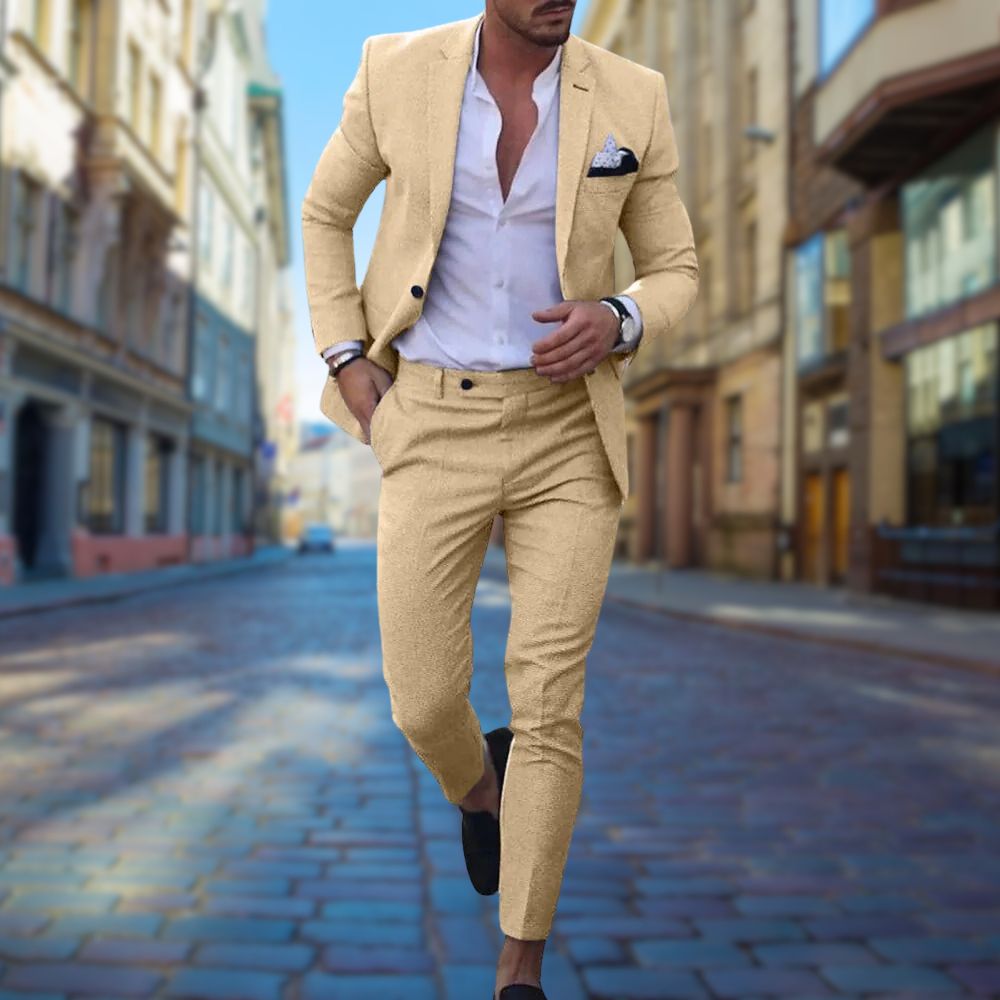 Elegant Slim Fit Men's Summer Suit - Lightweight and Breathable