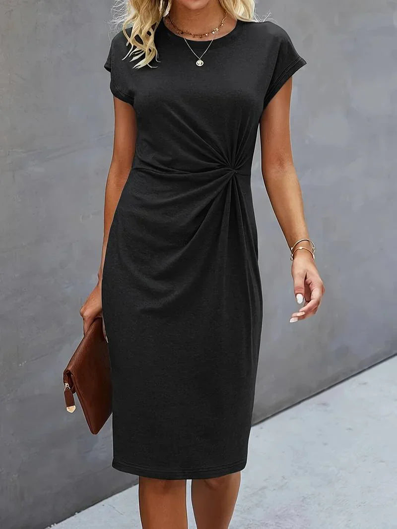 Elegant Ruched Midi Dress for Women