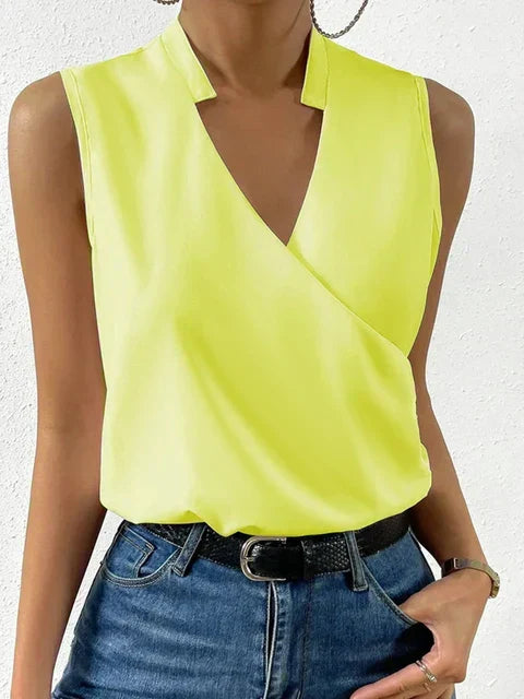 Women’s Elegant Sleeveless Wrap V Neck Blouse