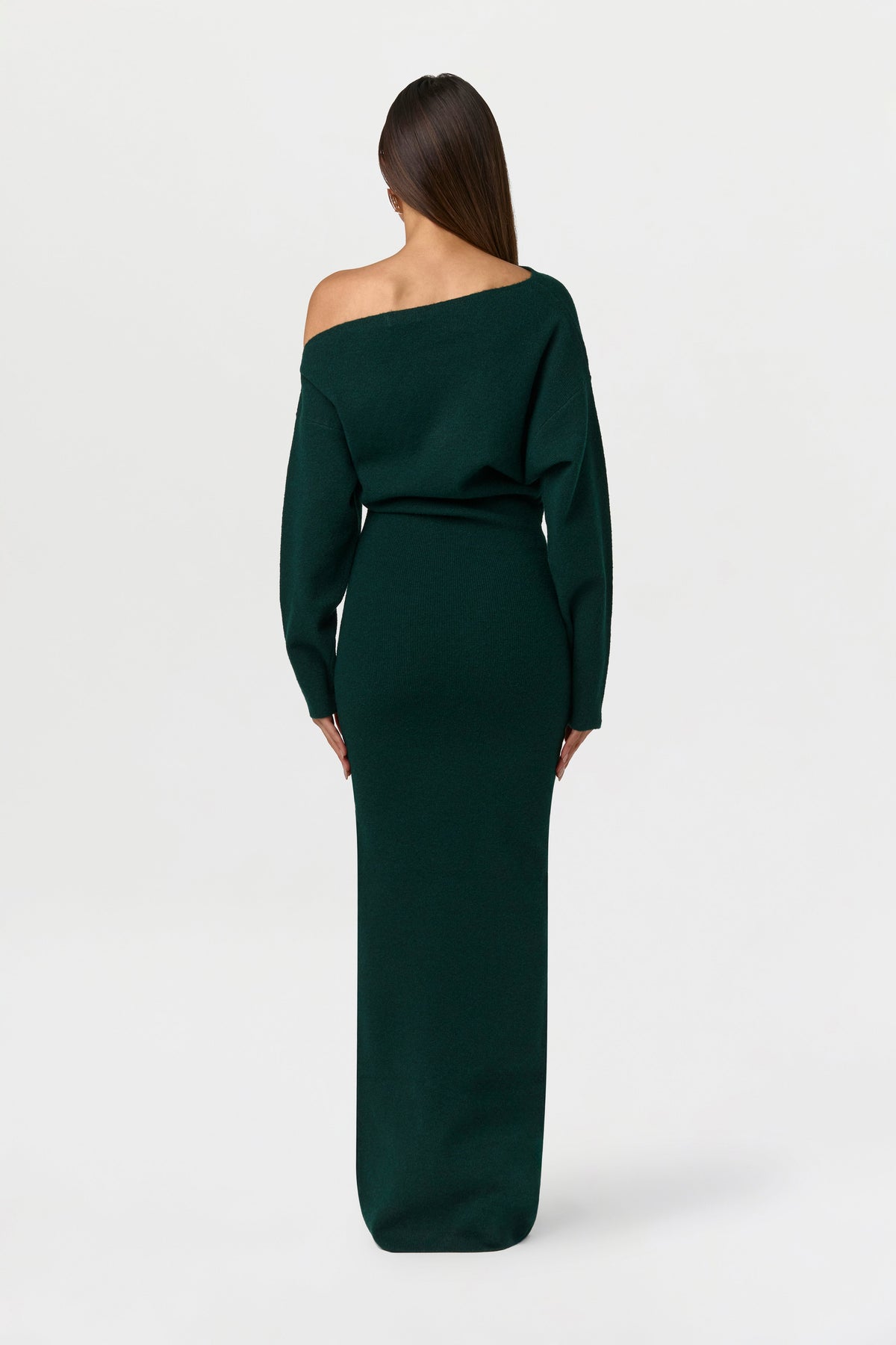 Women’s Off-Shoulder Long Sleeve Maxi Dress with Fitted Waist