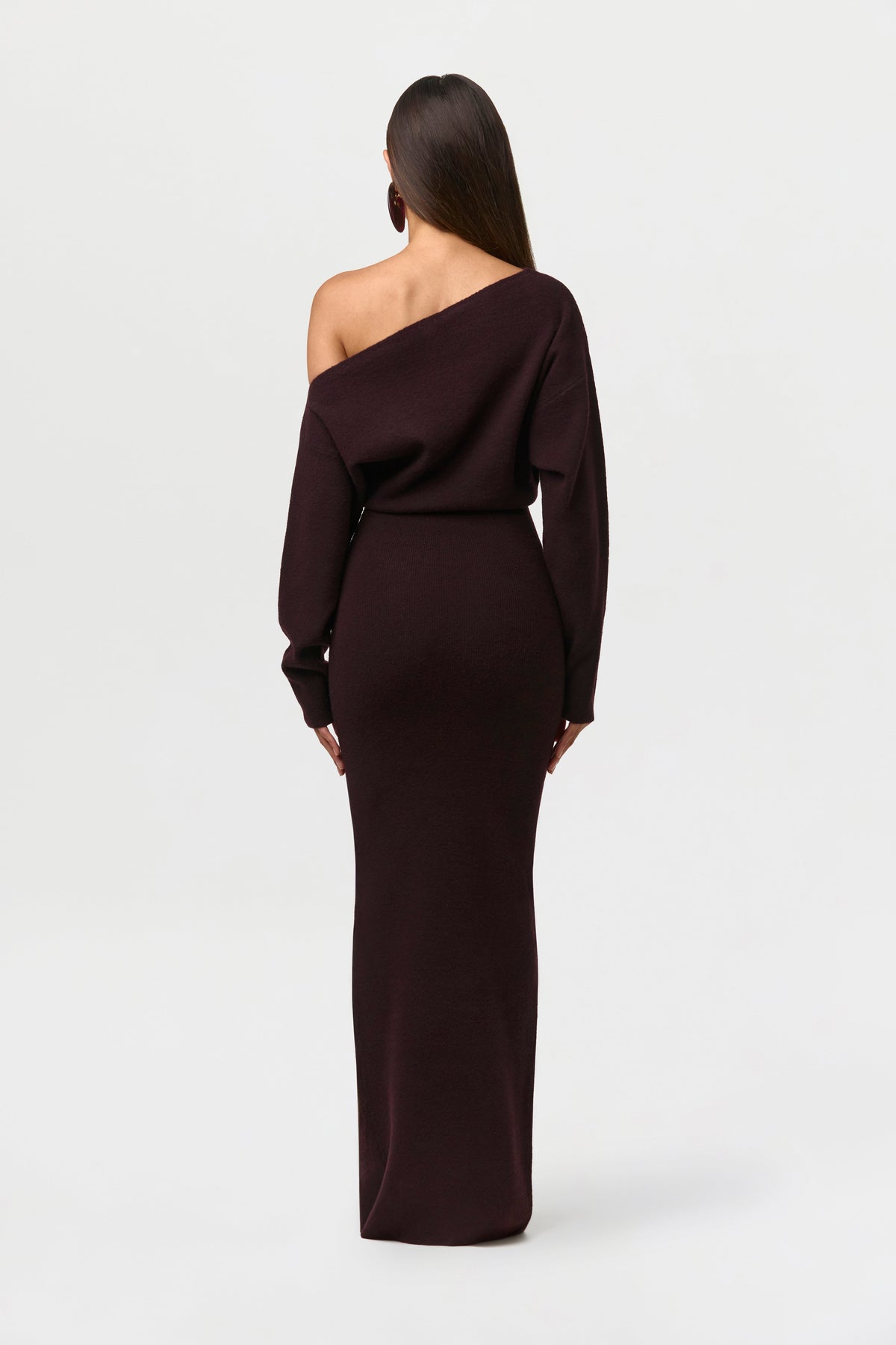 Women’s Off-Shoulder Long Sleeve Maxi Dress with Fitted Waist