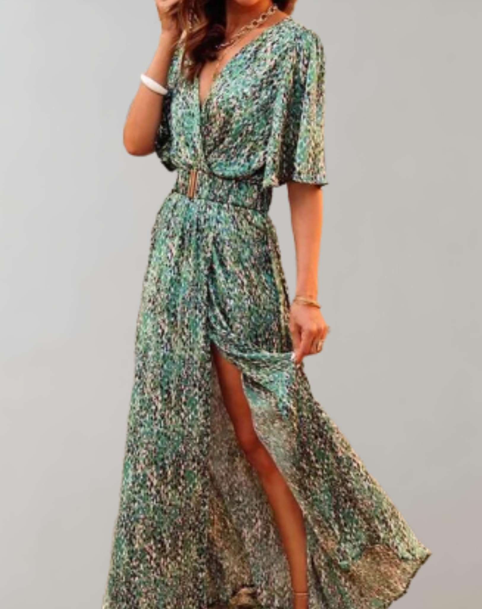 Women’s Elegant Split Boho Summer Wrap Maxi Dress