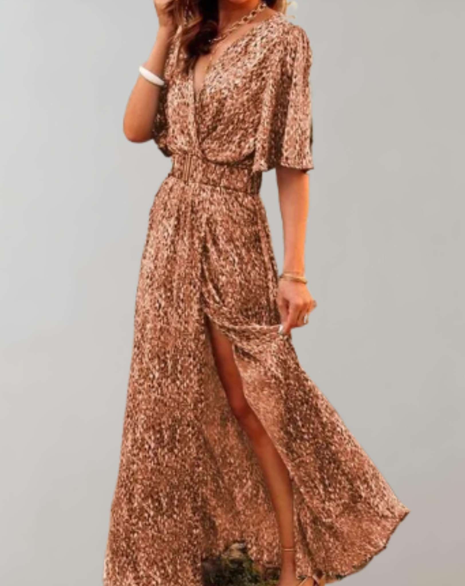 Women’s Elegant Split Boho Summer Wrap Maxi Dress