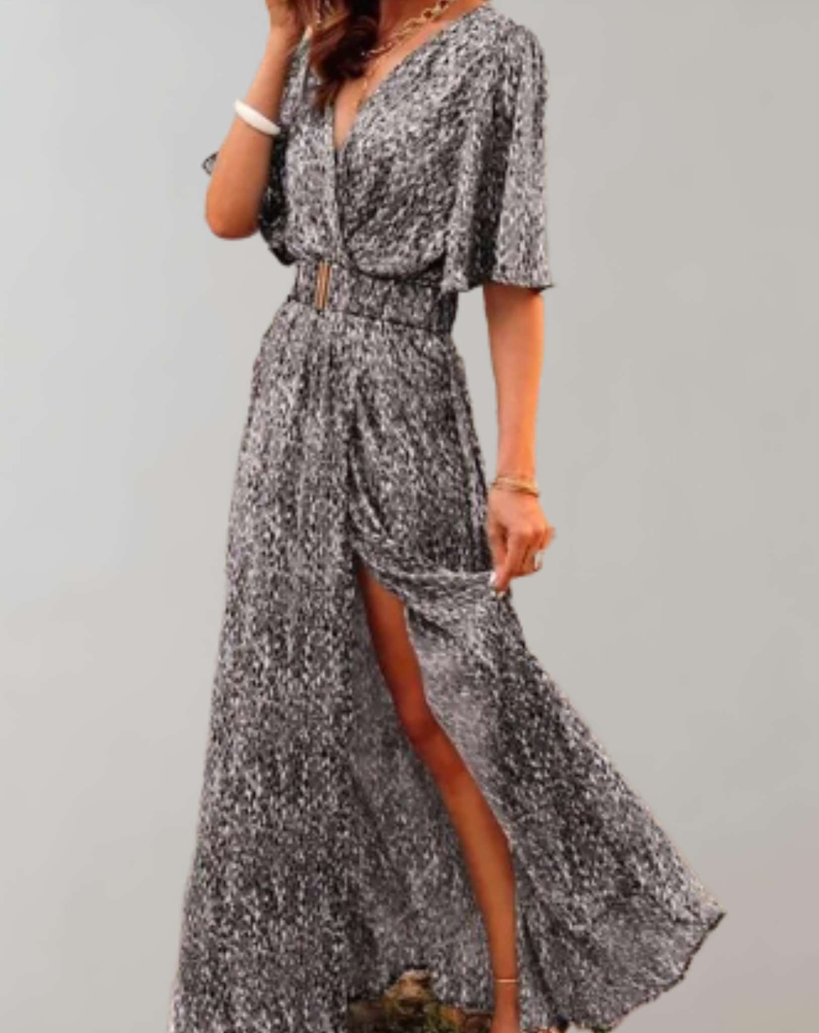 Women’s Elegant Split Boho Summer Wrap Maxi Dress