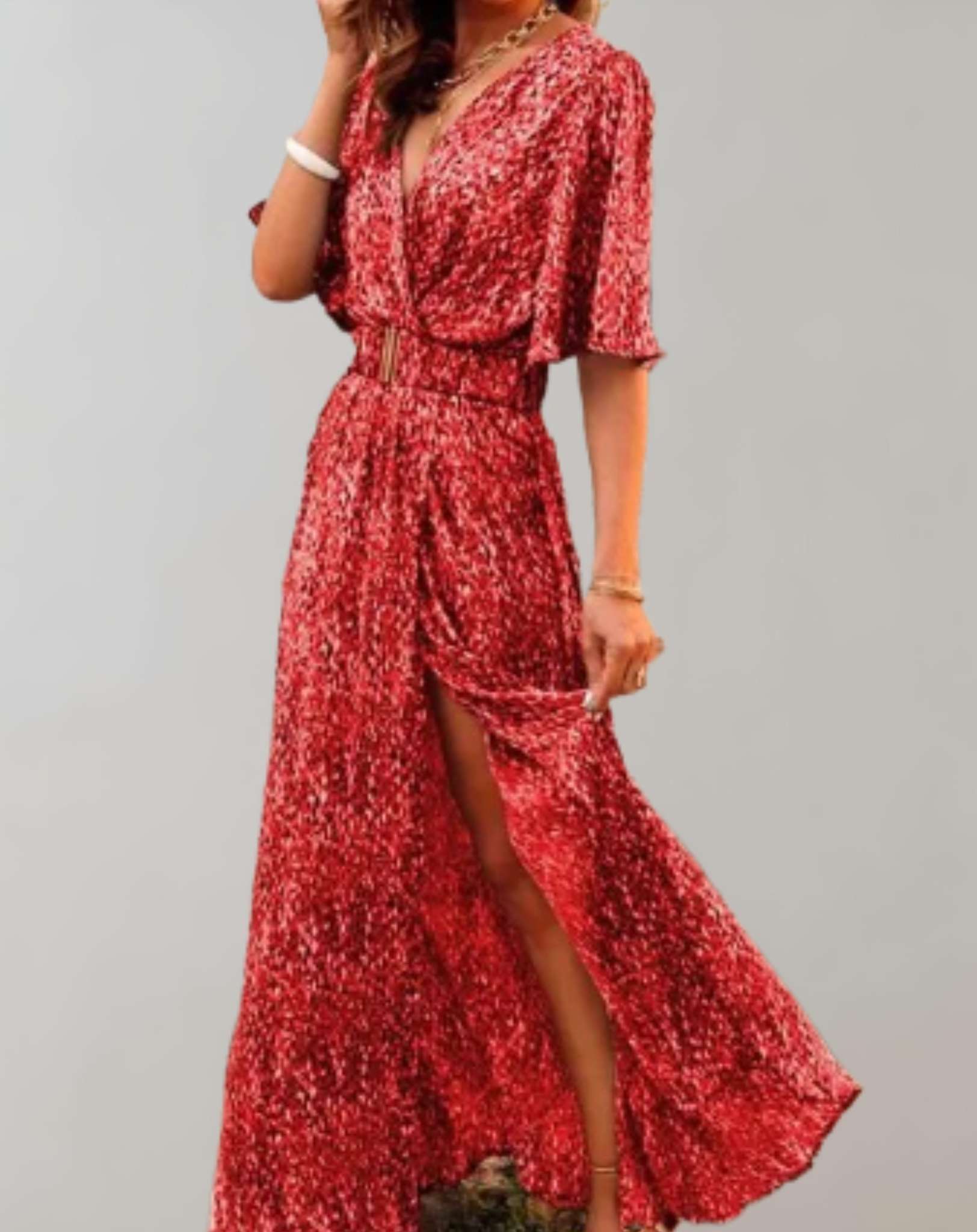 Women’s Elegant Split Boho Summer Wrap Maxi Dress