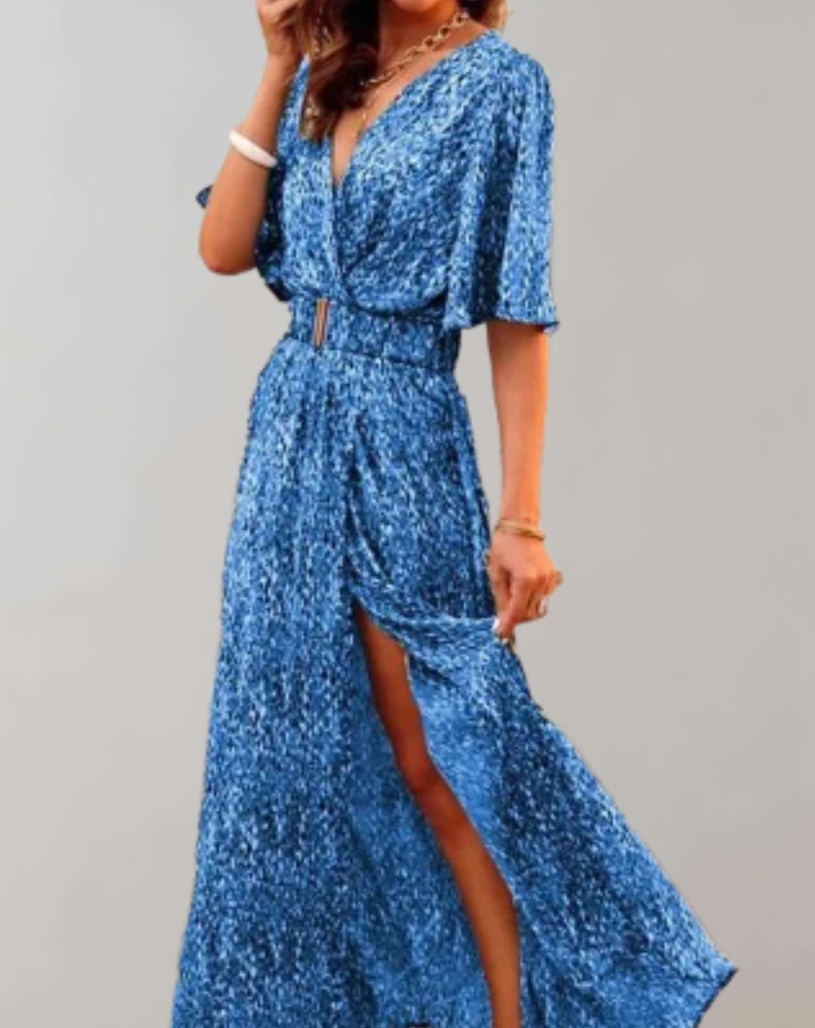 Women’s Elegant Split Boho Summer Wrap Maxi Dress