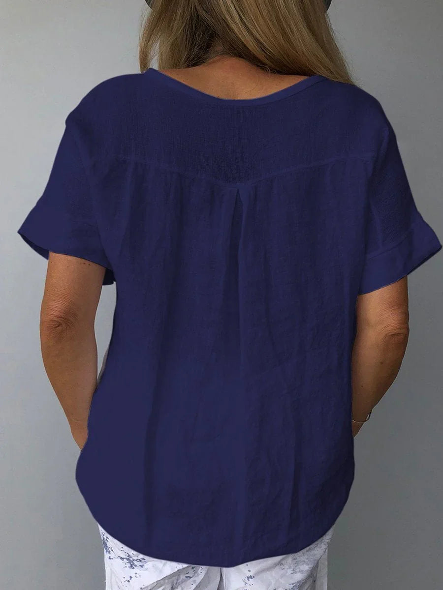 Relaxed Fit V-Neck Casual Blouse for Women