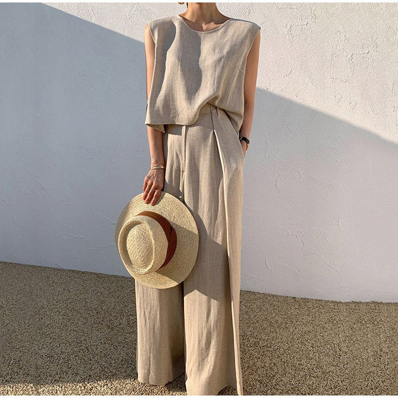 Sleeveless Wide Leg Two Piece Set for Women