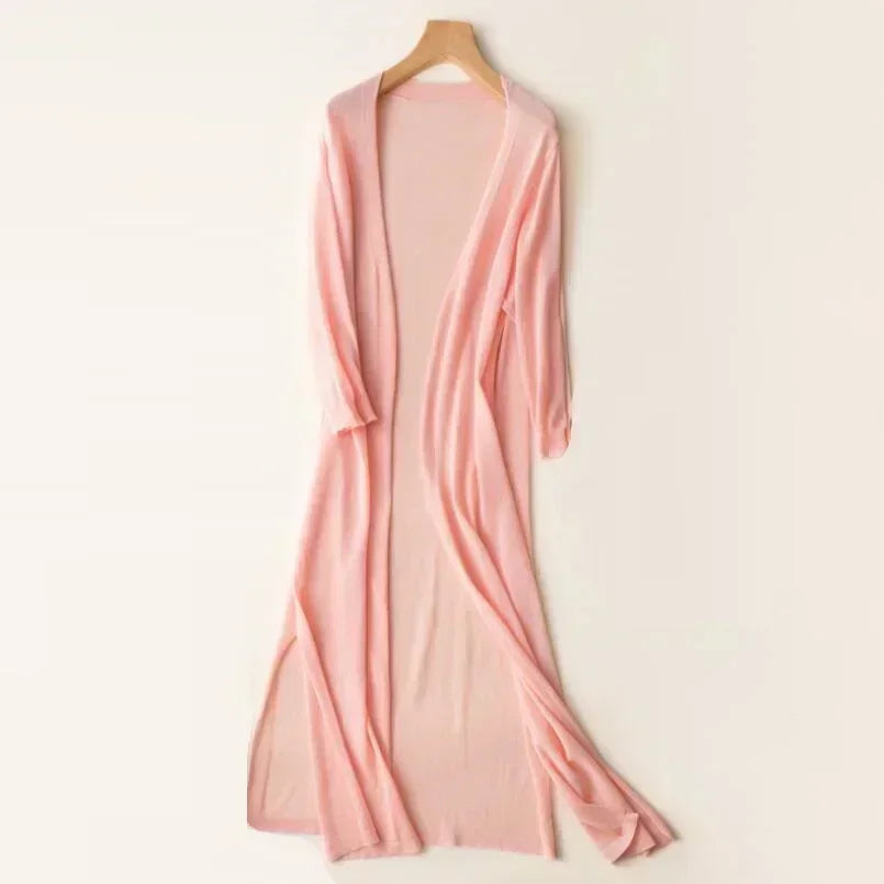 Women’s Elegant Open Front Longline Cardigan with Relaxed Fit
