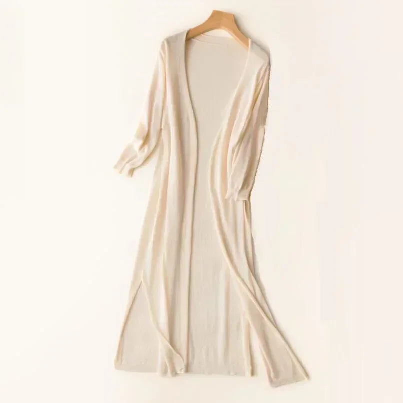 Women’s Elegant Open Front Longline Cardigan with Relaxed Fit