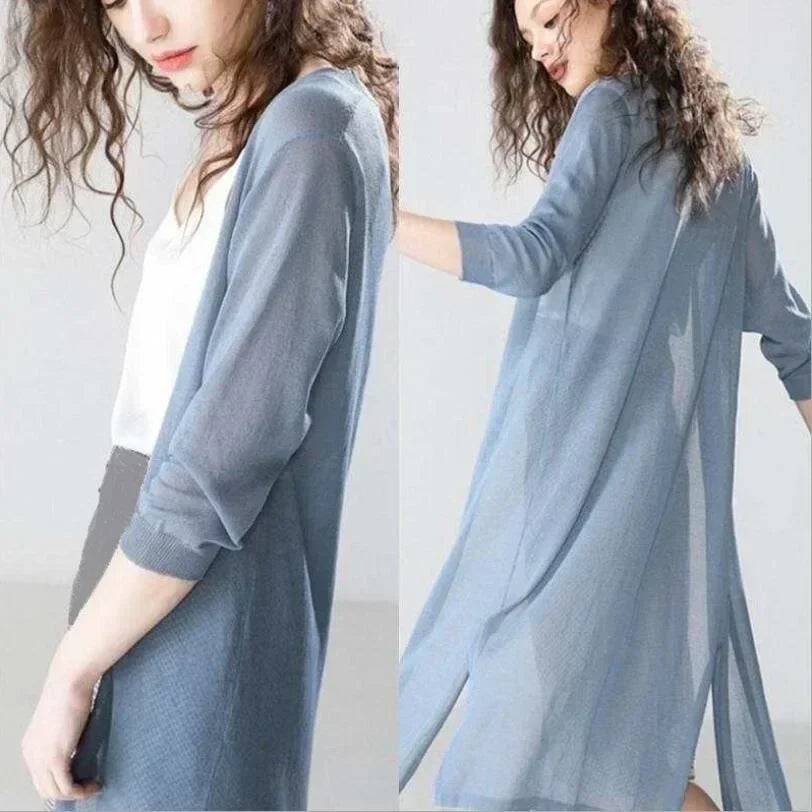 Women’s Elegant Open Front Longline Cardigan with Relaxed Fit