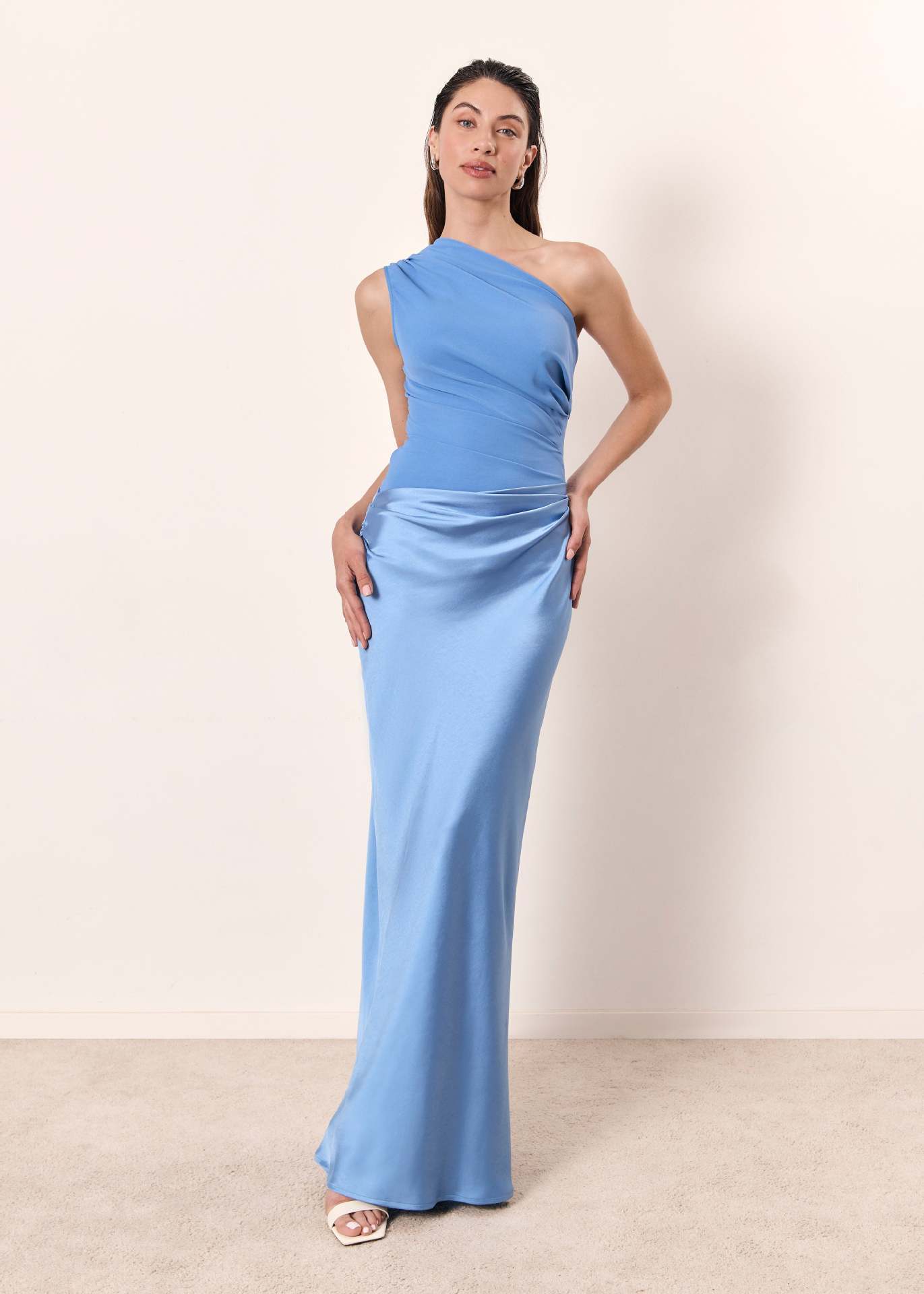 Women's One-Shoulder Ruched Bodycon Maxi Dress
