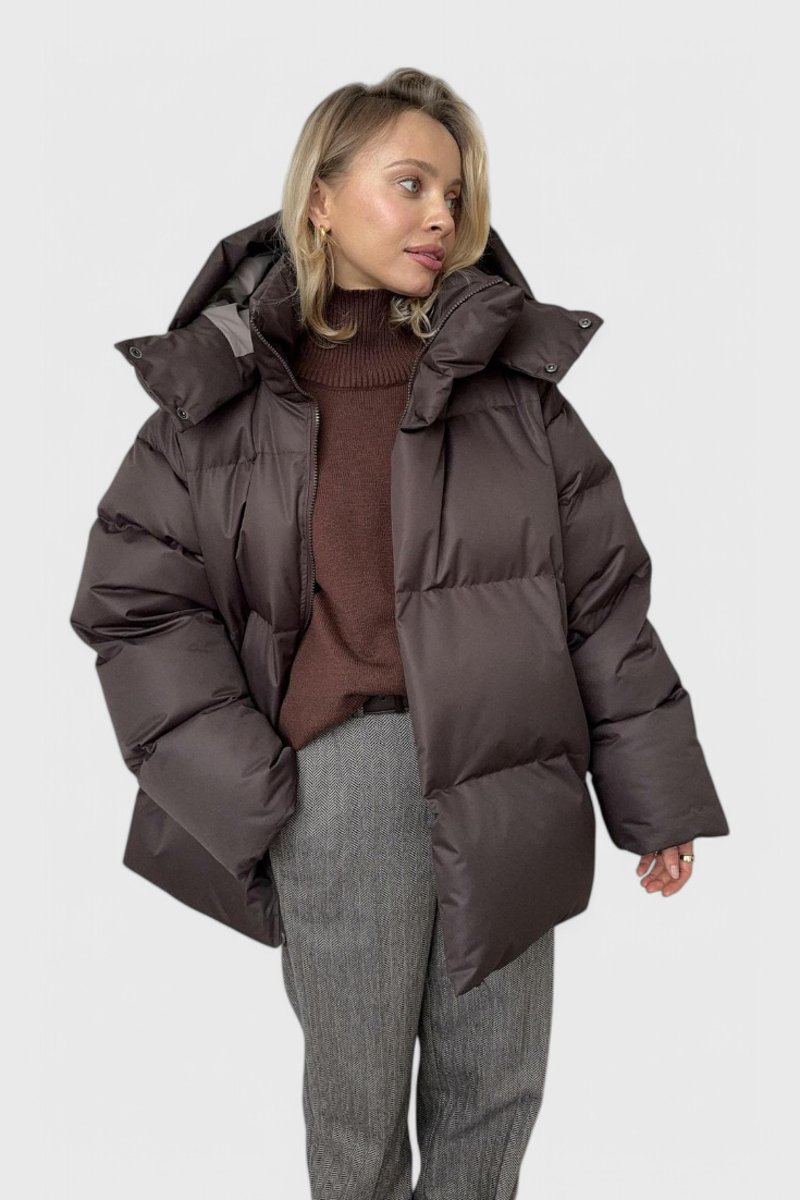 Women's Short Down Jacket with Stand Collar
