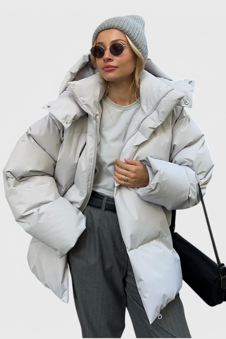 Women's Short Down Jacket with Stand Collar