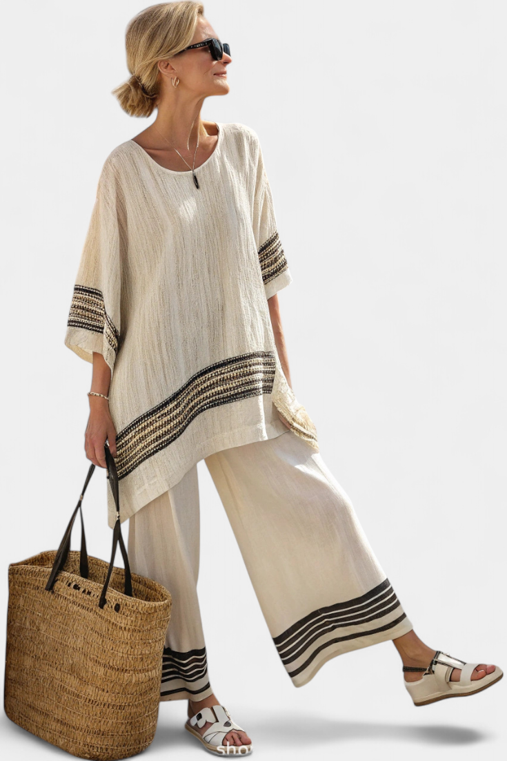 Women's Relaxed Top and Wide-Leg Pants Matching Set