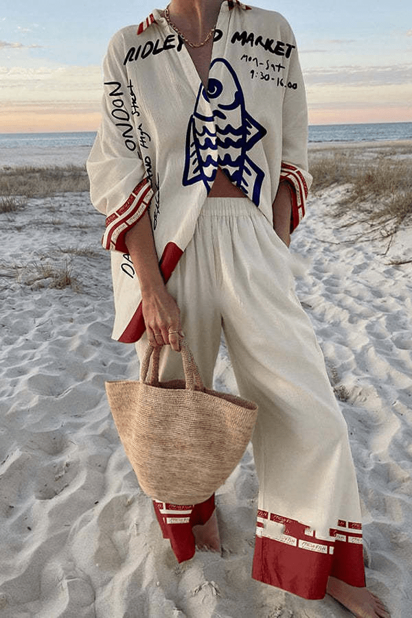 Women's Graphic Printed Two-Piece Set