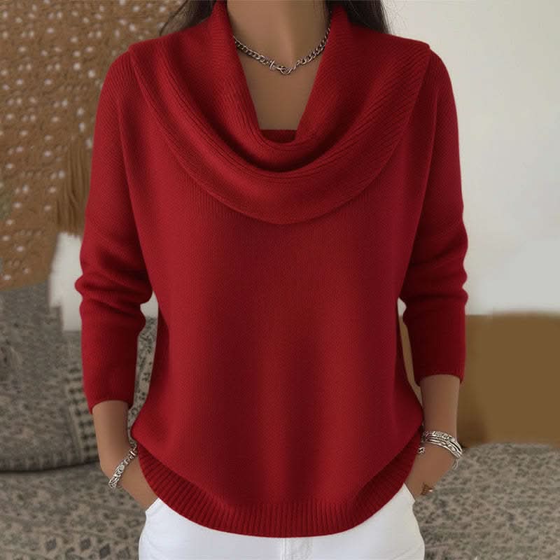 Women's Cozy Long Sleeve Cowl Neck Knit Sweater