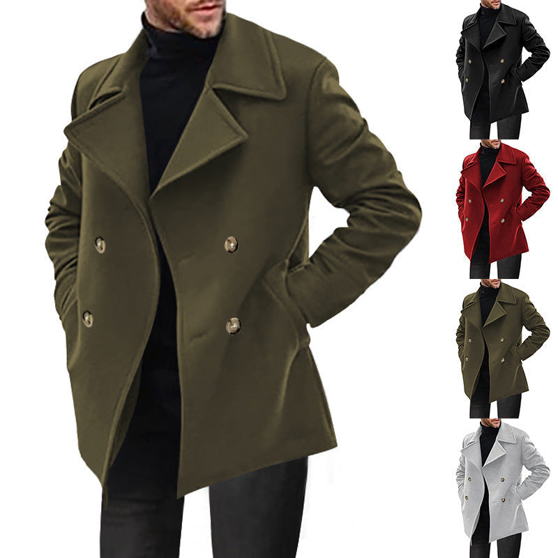 Men's Double-Breasted Short Winter Coat