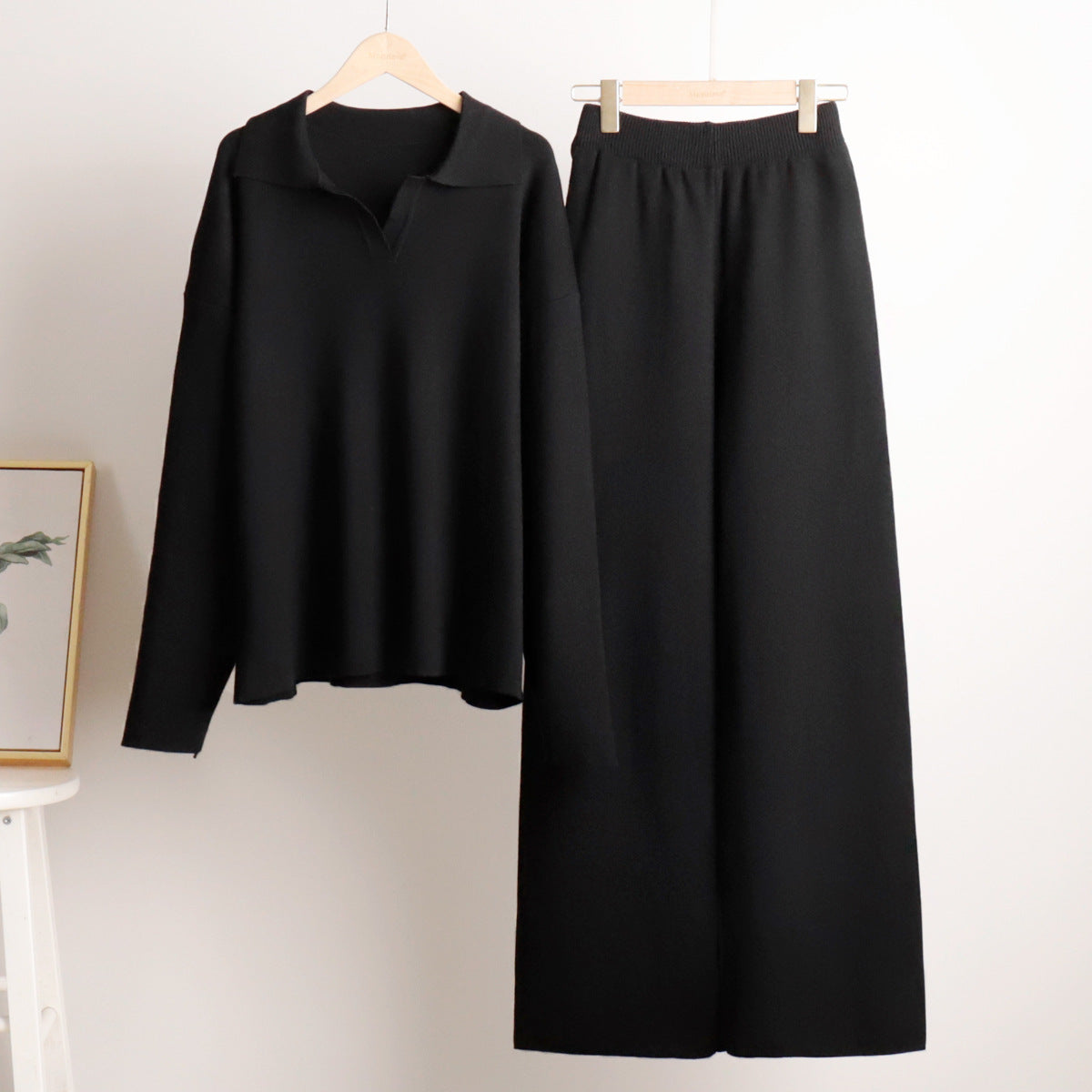 Women's Wide-Leg Pants Polo Shirt Set