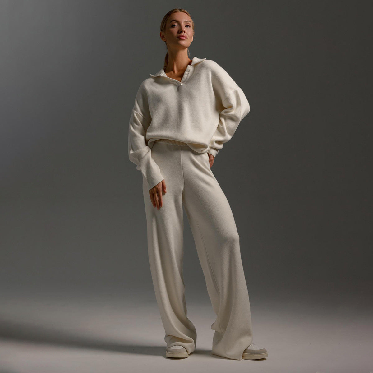 Women's Wide-Leg Pants Polo Shirt Set