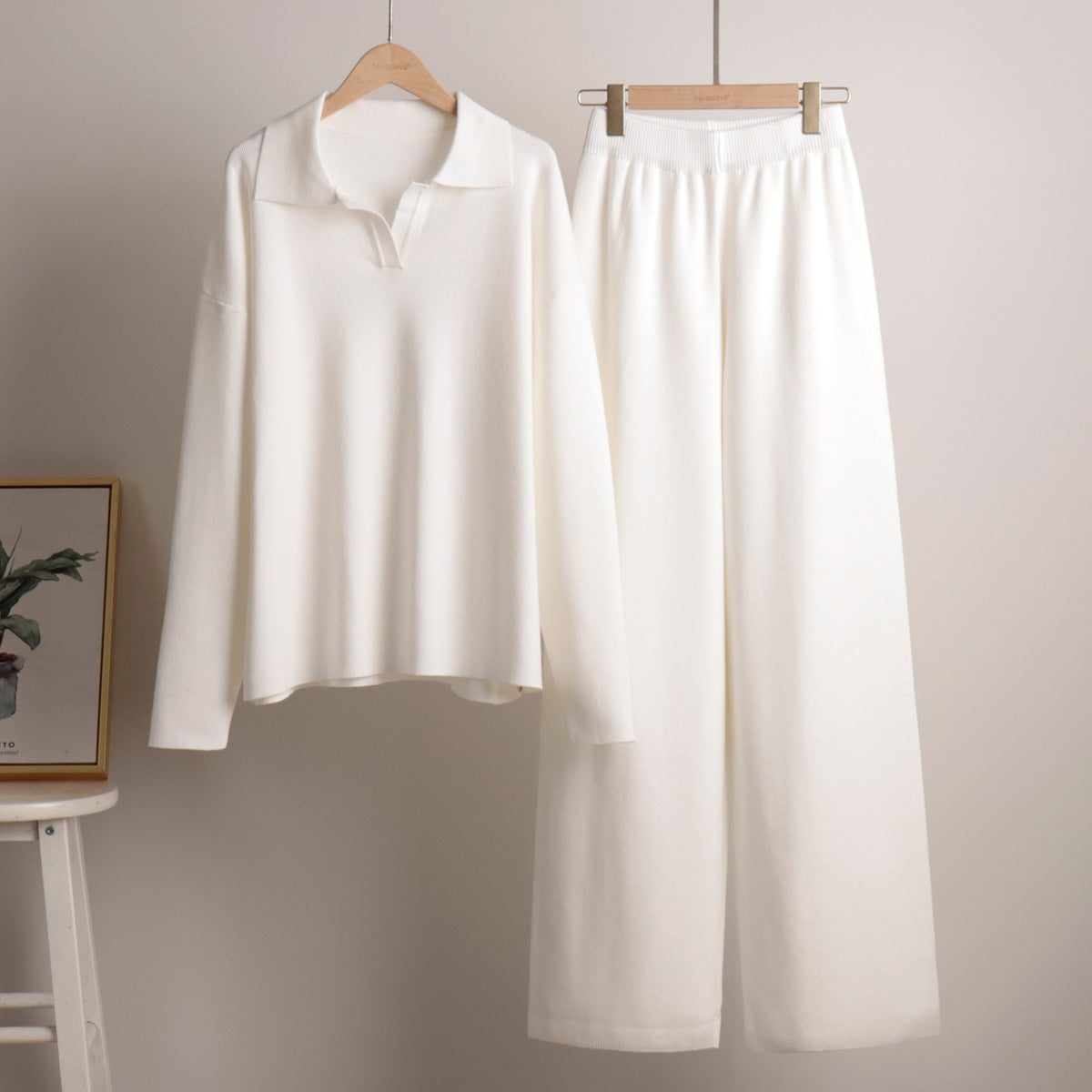 Women's Wide-Leg Pants Polo Shirt Set