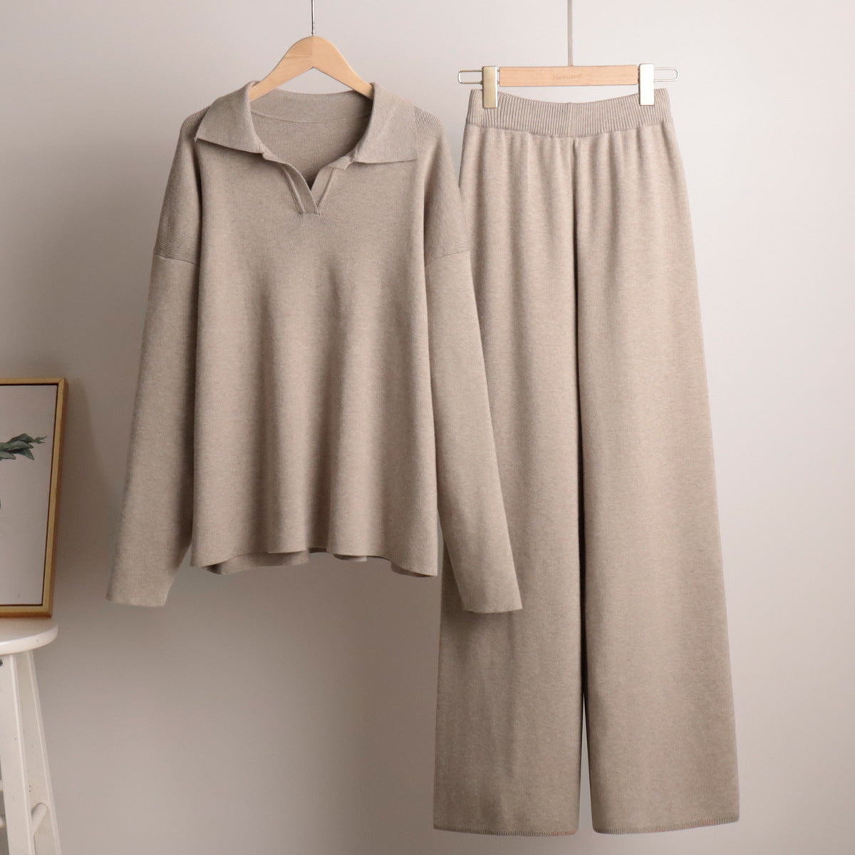 Women's Wide-Leg Pants Polo Shirt Set