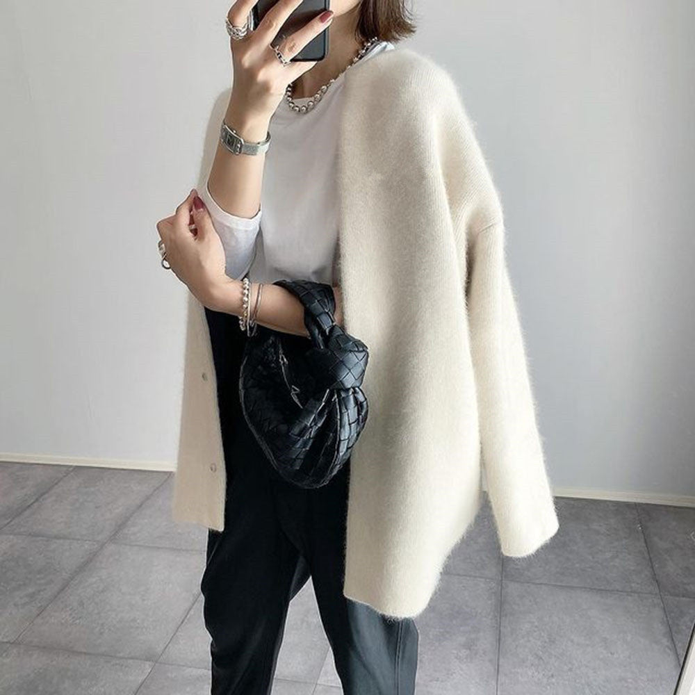 Women’s Open Front Button-Up Knit Cardigan