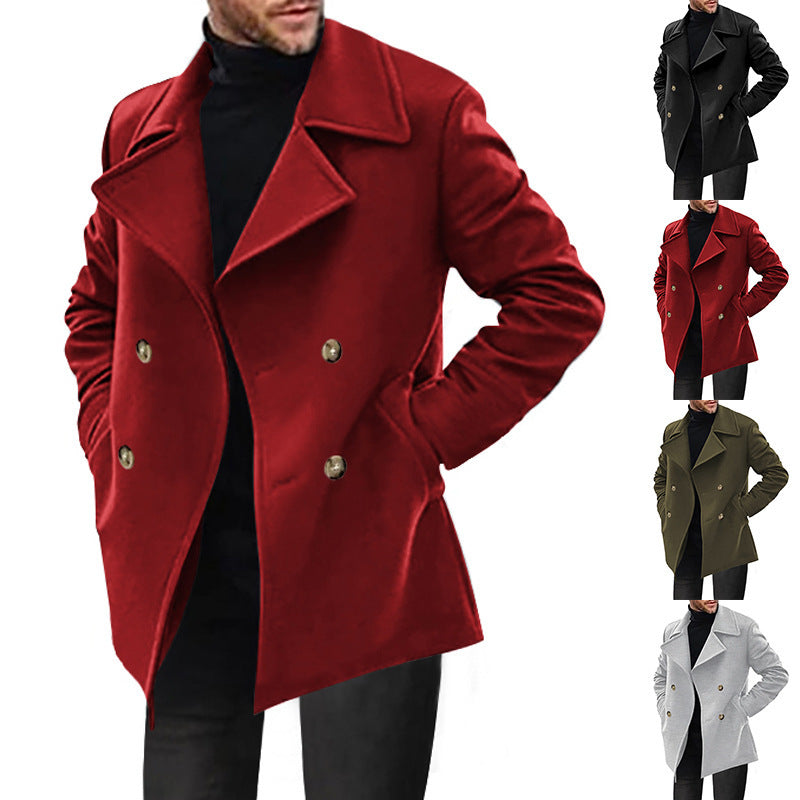 Men's Double-Breasted Short Winter Coat