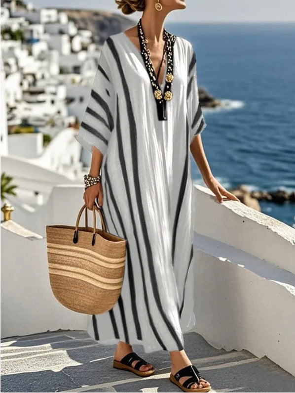 Women’s Relaxed Mediterranean-Inspired Kaftan Maxi Dress