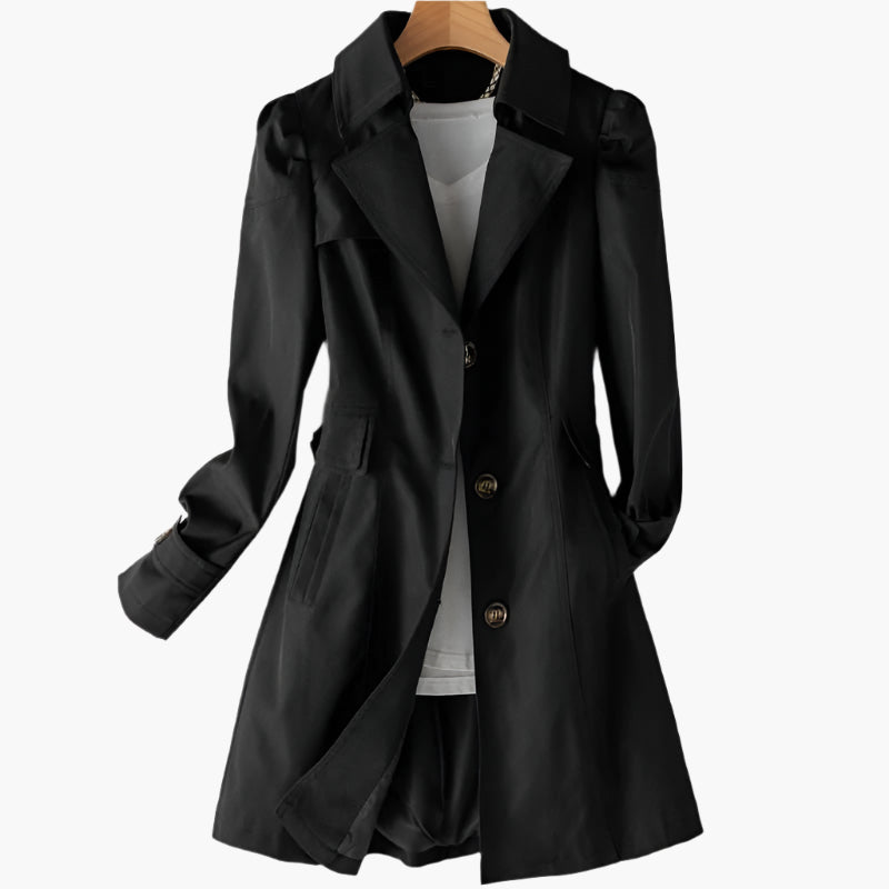 Women’s Tailored Longline Trench Coat with Structured Silhouette