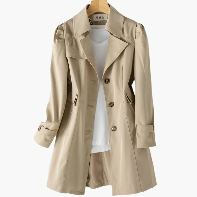 Women’s Tailored Longline Trench Coat with Structured Silhouette