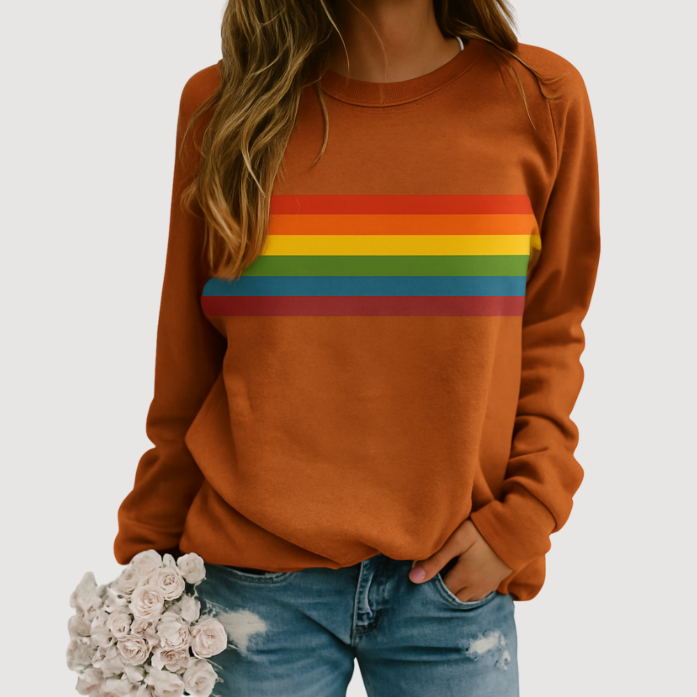 Colorful Rainbow Crewneck Sweatshirt for Women