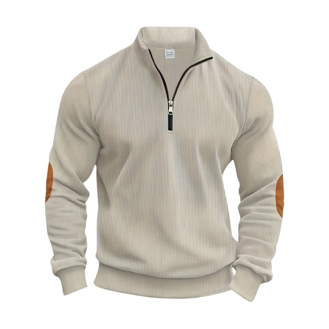 Men's Half-Zip Sweater Contrast with Elbow Patches