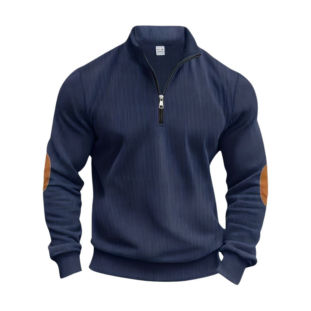 Men's Half-Zip Sweater Contrast with Elbow Patches