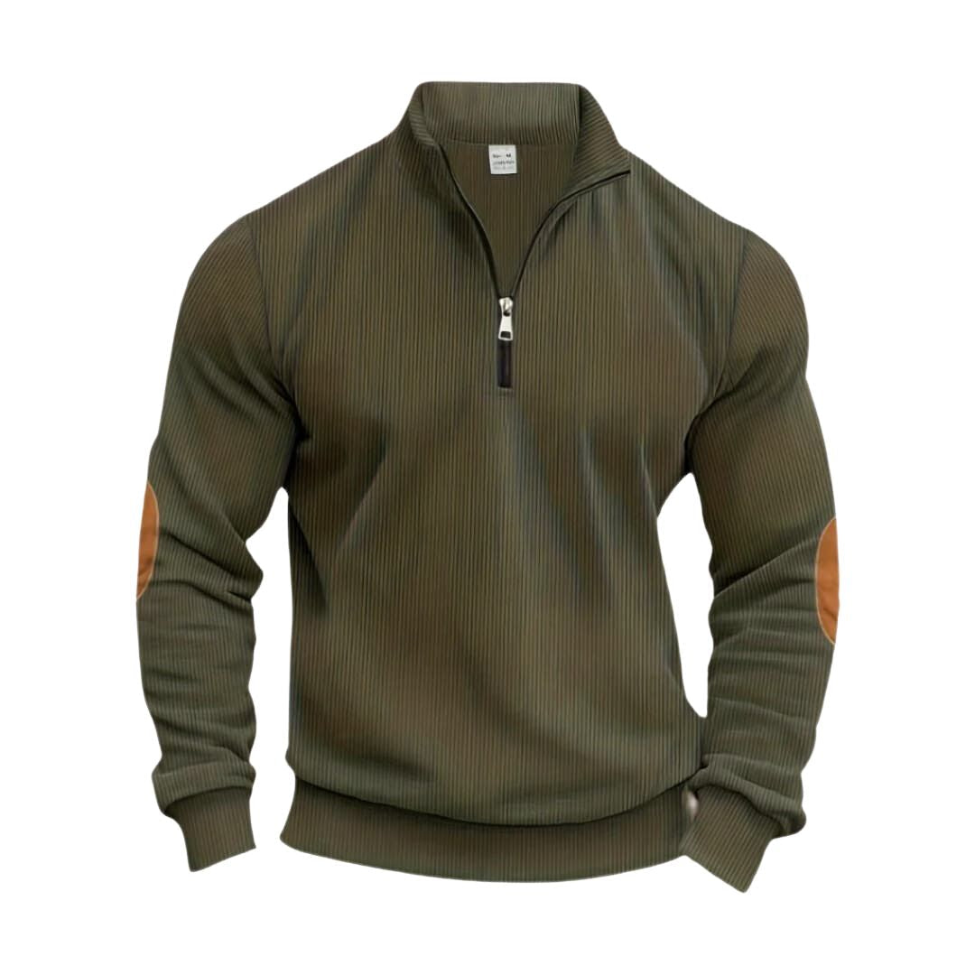 Men's Half-Zip Sweater Contrast with Elbow Patches