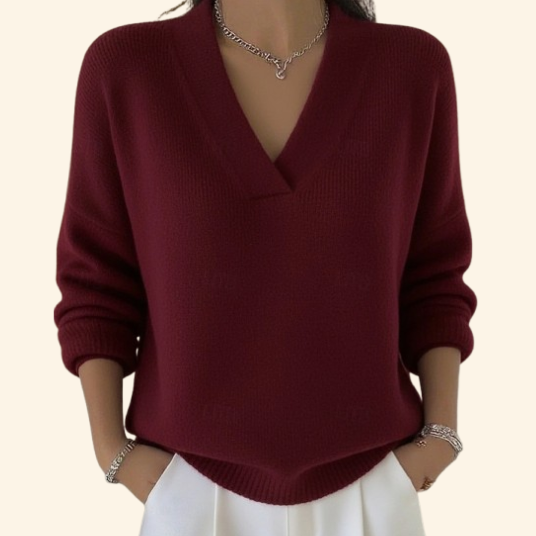 Women’s V-Neck Casual Pullover Sweater