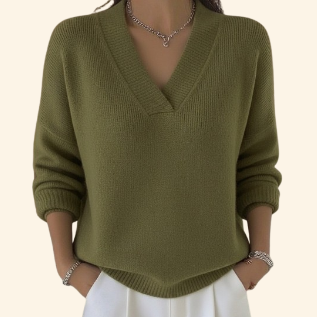 Women’s V-Neck Casual Pullover Sweater