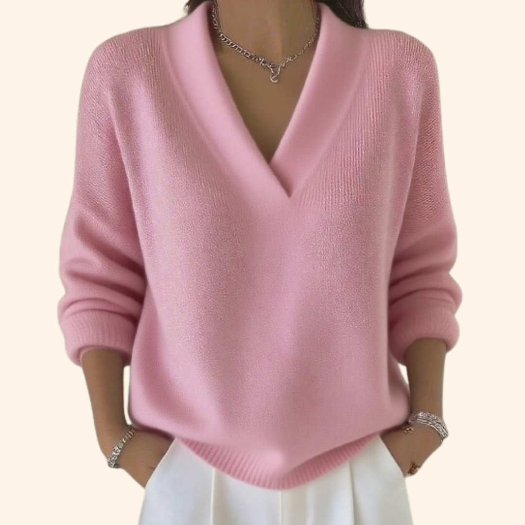 Women’s V-Neck Casual Pullover Sweater