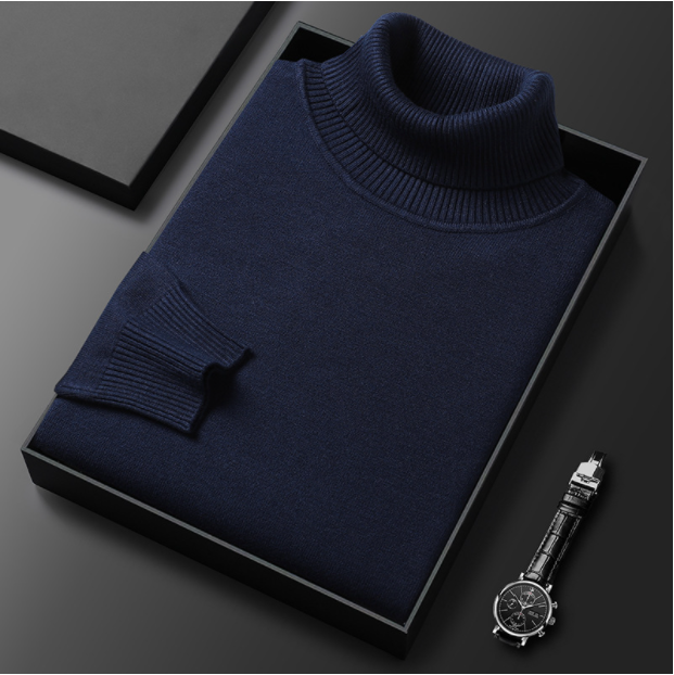 Men's Classic Turtleneck Sweater and Ribbed Collar