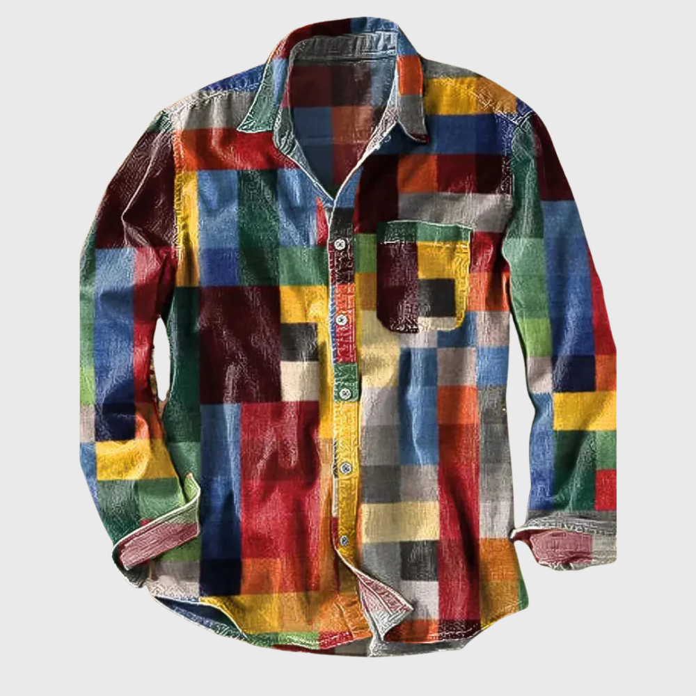 Women's Color Block Patchwork Button-Up Shirt