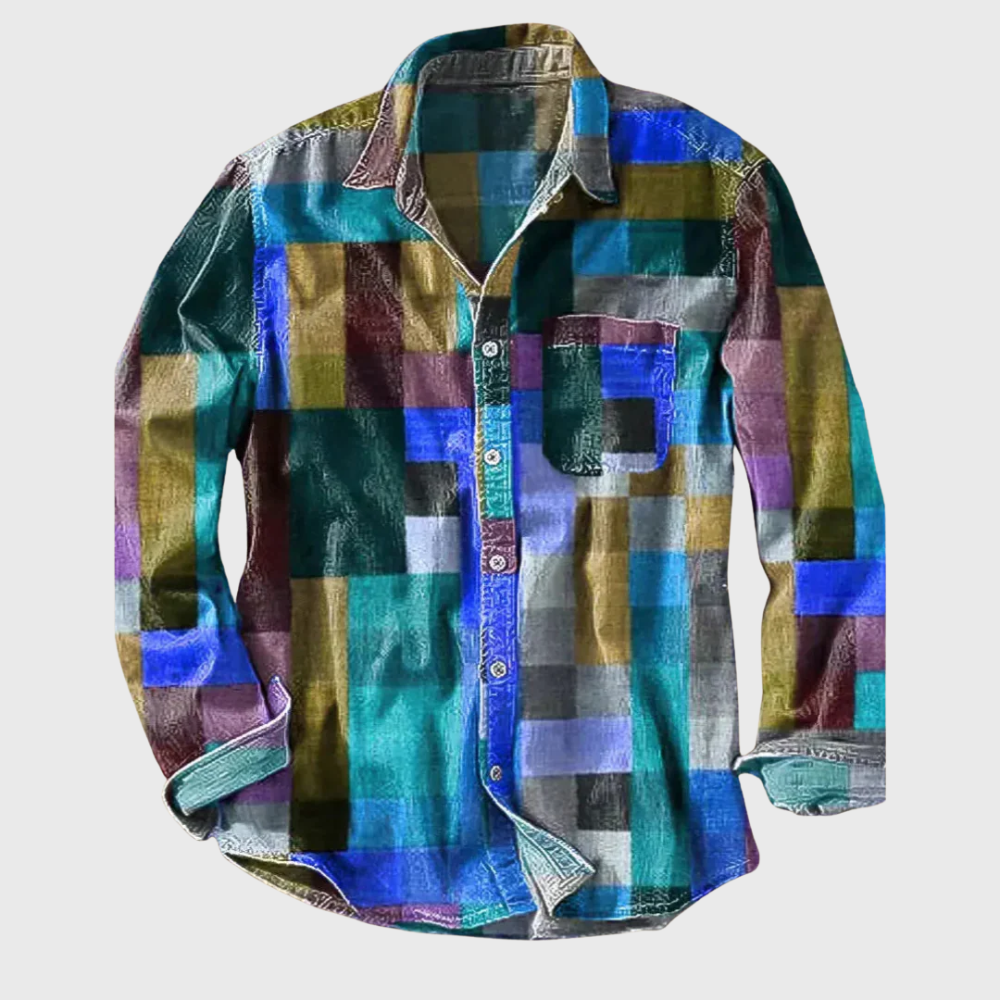 Women's Color Block Patchwork Button-Up Shirt
