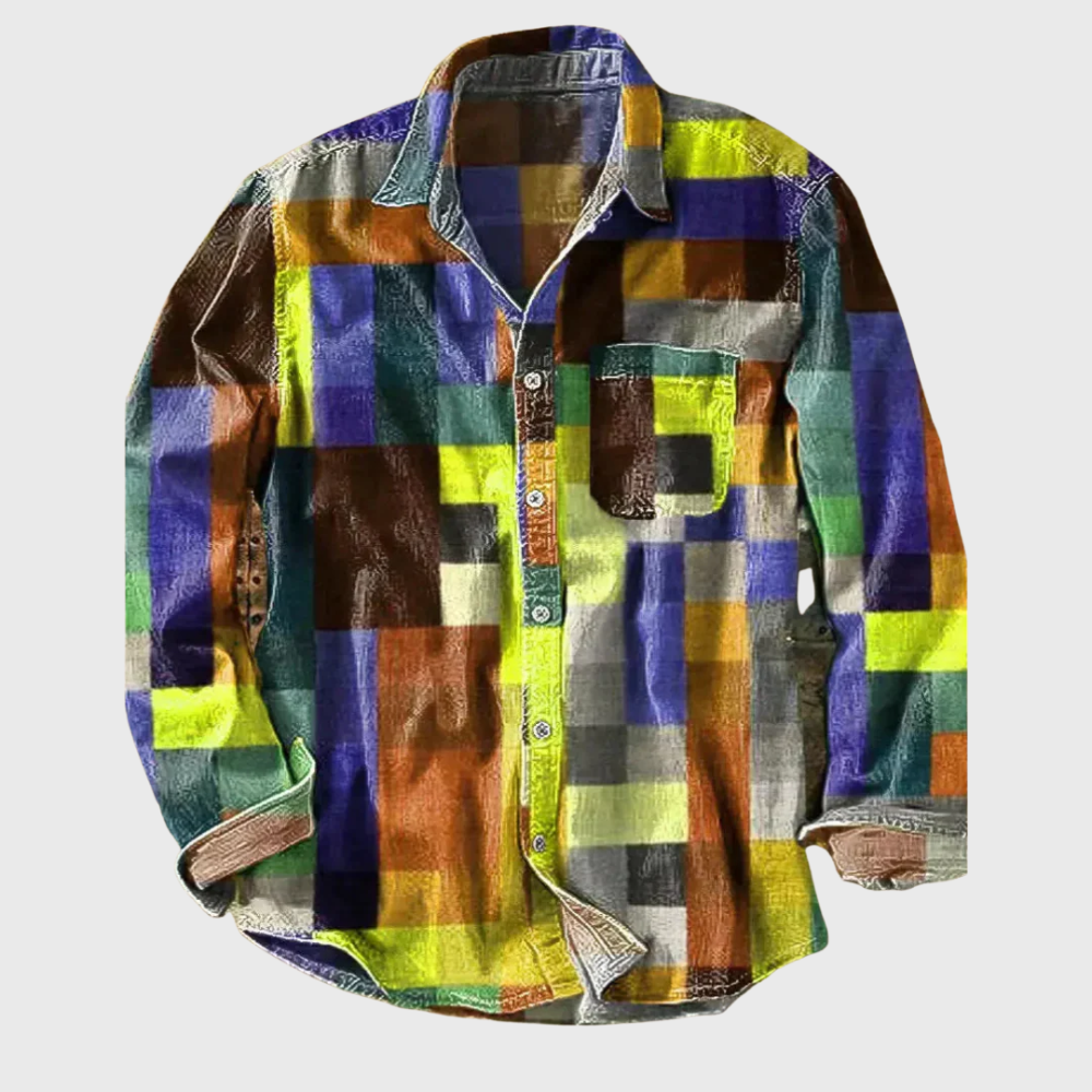Women's Color Block Patchwork Button-Up Shirt