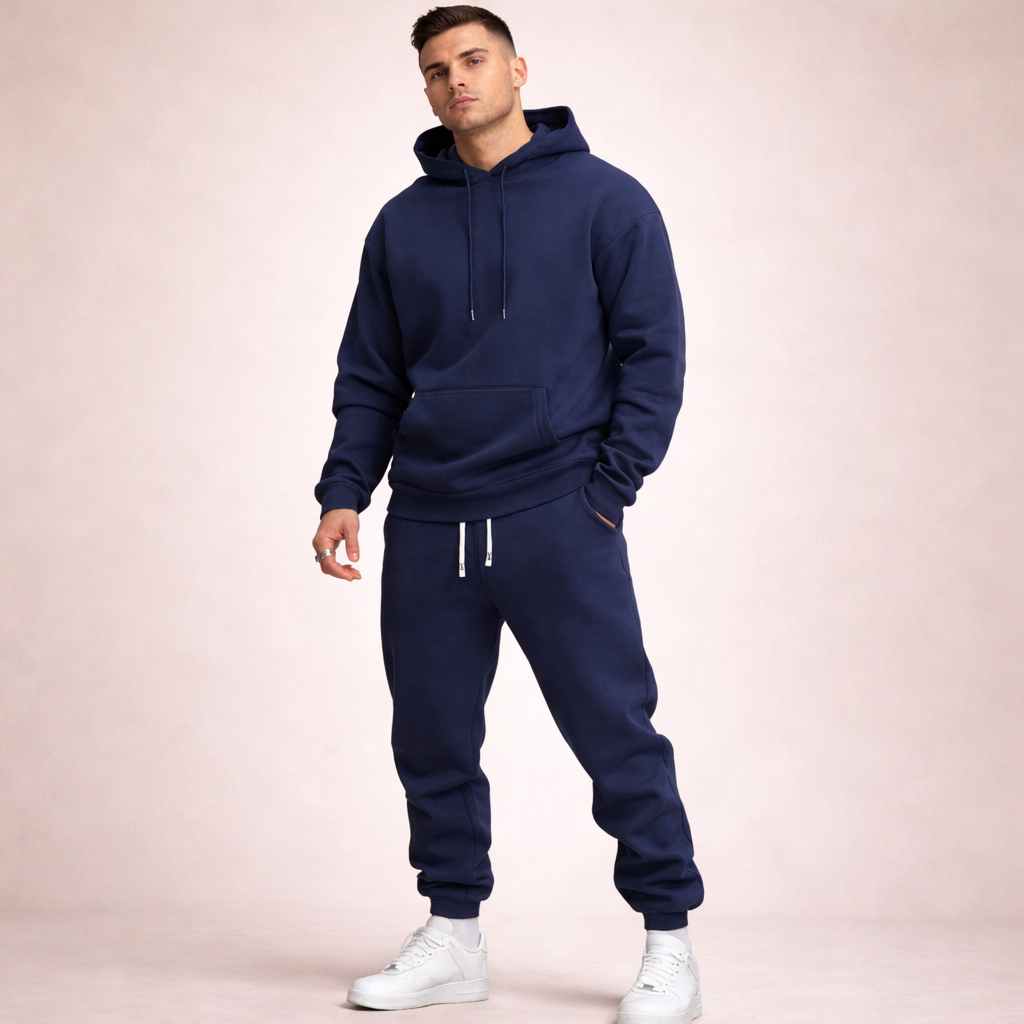Men's Breathable Solid Tracksuit Set