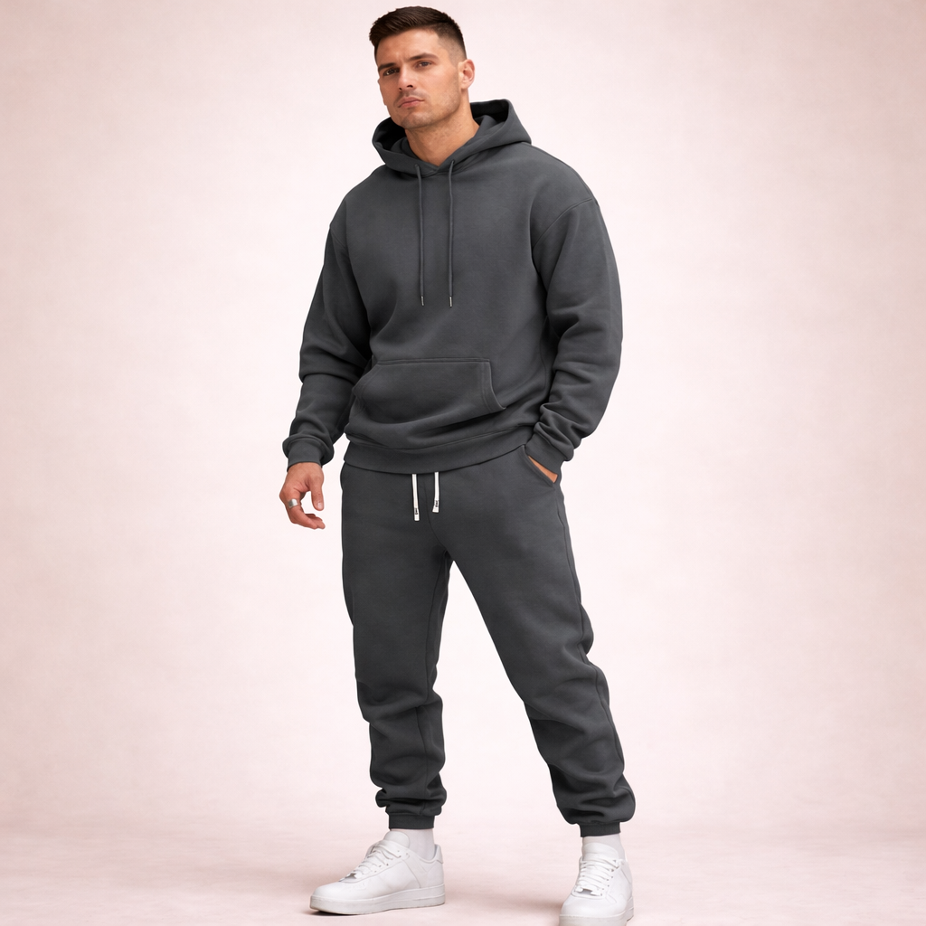 Men's Breathable Solid Tracksuit Set
