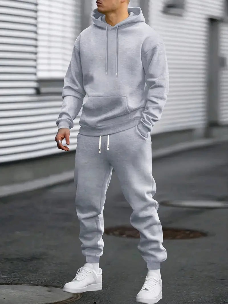 Men's Breathable Solid Tracksuit Set