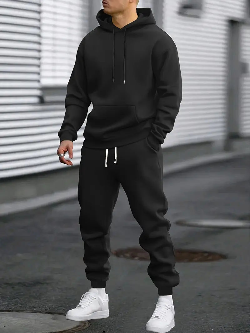 Men's Breathable Solid Tracksuit Set
