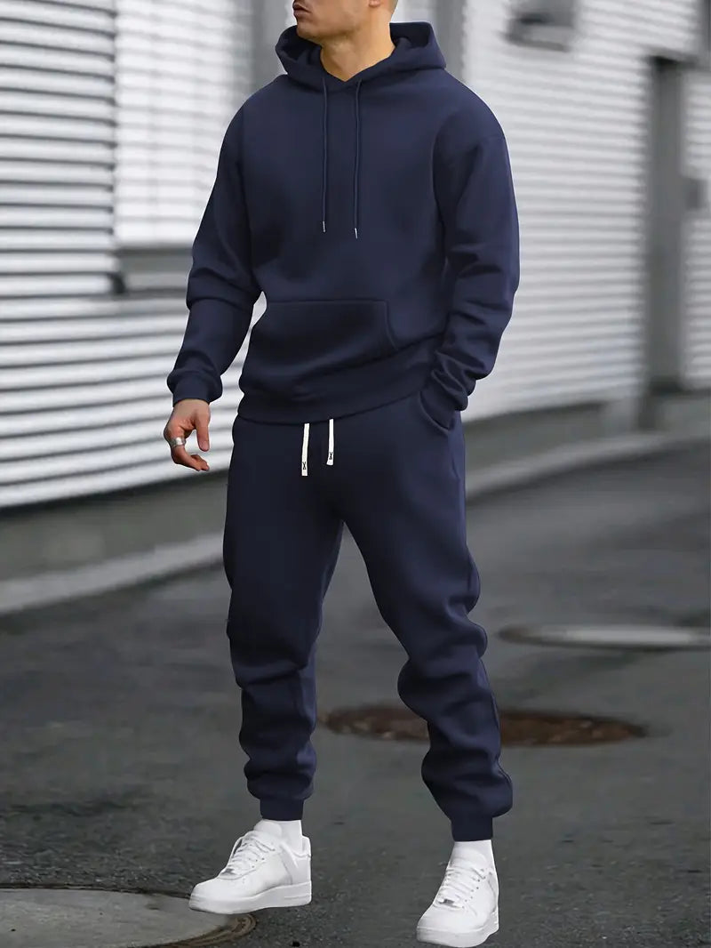 Men's Breathable Solid Tracksuit Set