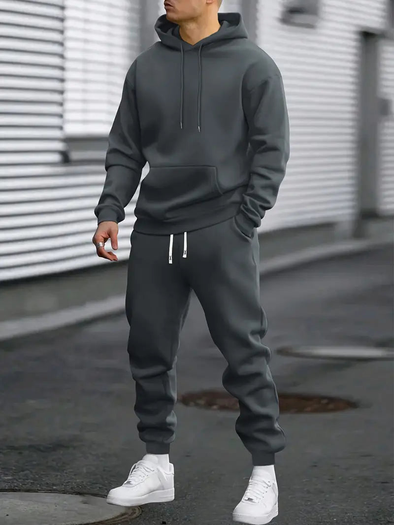 Men's Breathable Solid Tracksuit Set