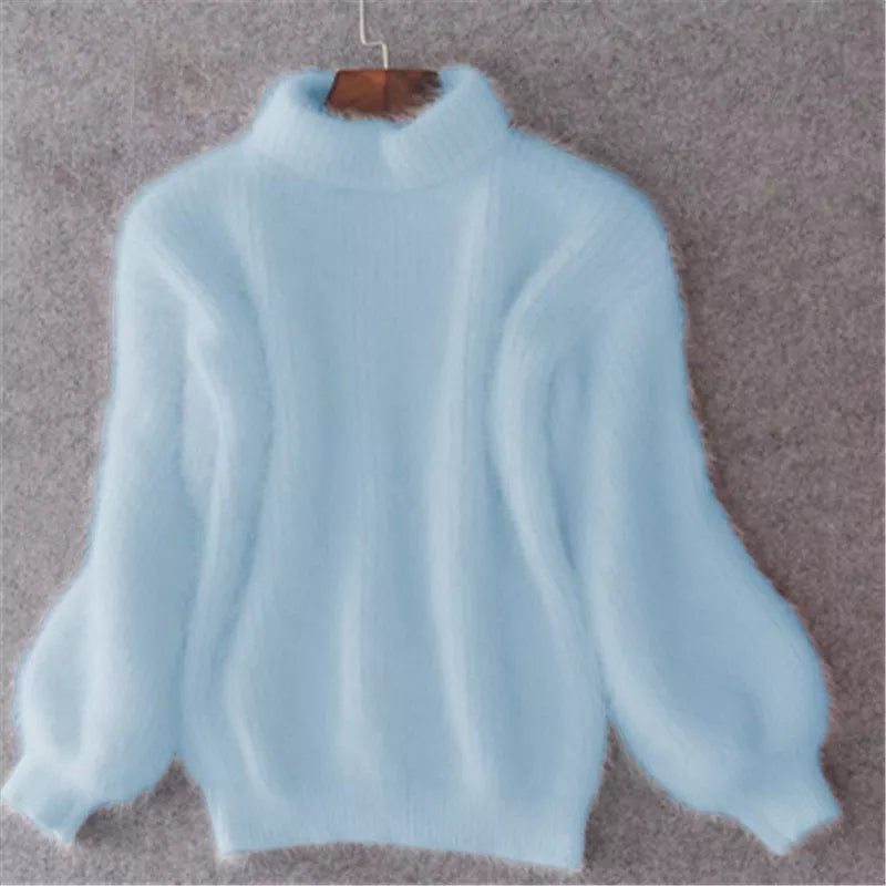 Women's Soft Knit Sweater with Puffed Sleeves