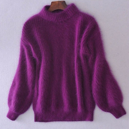 Women's Soft Knit Sweater with Puffed Sleeves